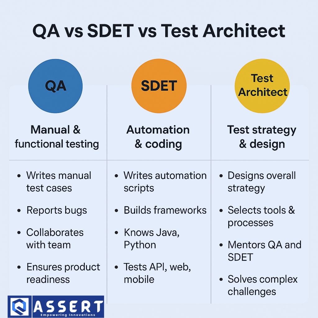 You are currently viewing QA vs SDET vs Test Architect: Roles Explained Clearly